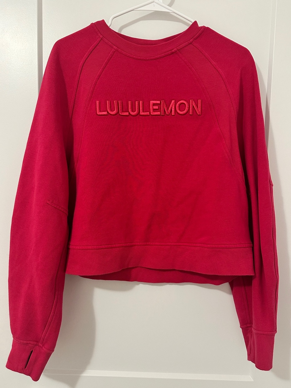Lululemon Scuba Oversized Cropped Pullover *Wordmark in Passionate Pink Size M/L - Picture 3 of 15